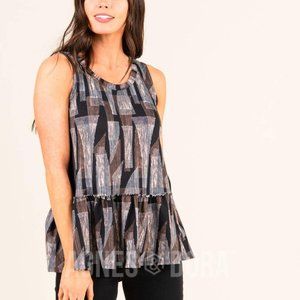 Agnes & Dora™ Relaxed Ruffle Tank Black/Mauve